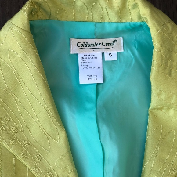 Coldwater Creek lime green blazer jacket, size small, like new - Picture 3 of 5